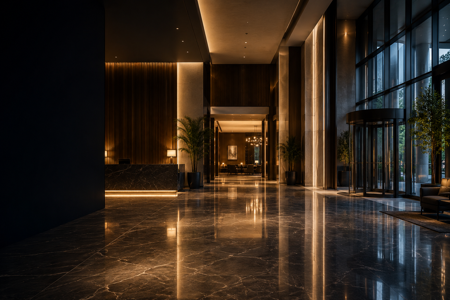 Hall d'hôtel haut de gamme entretenu par NexPro Services