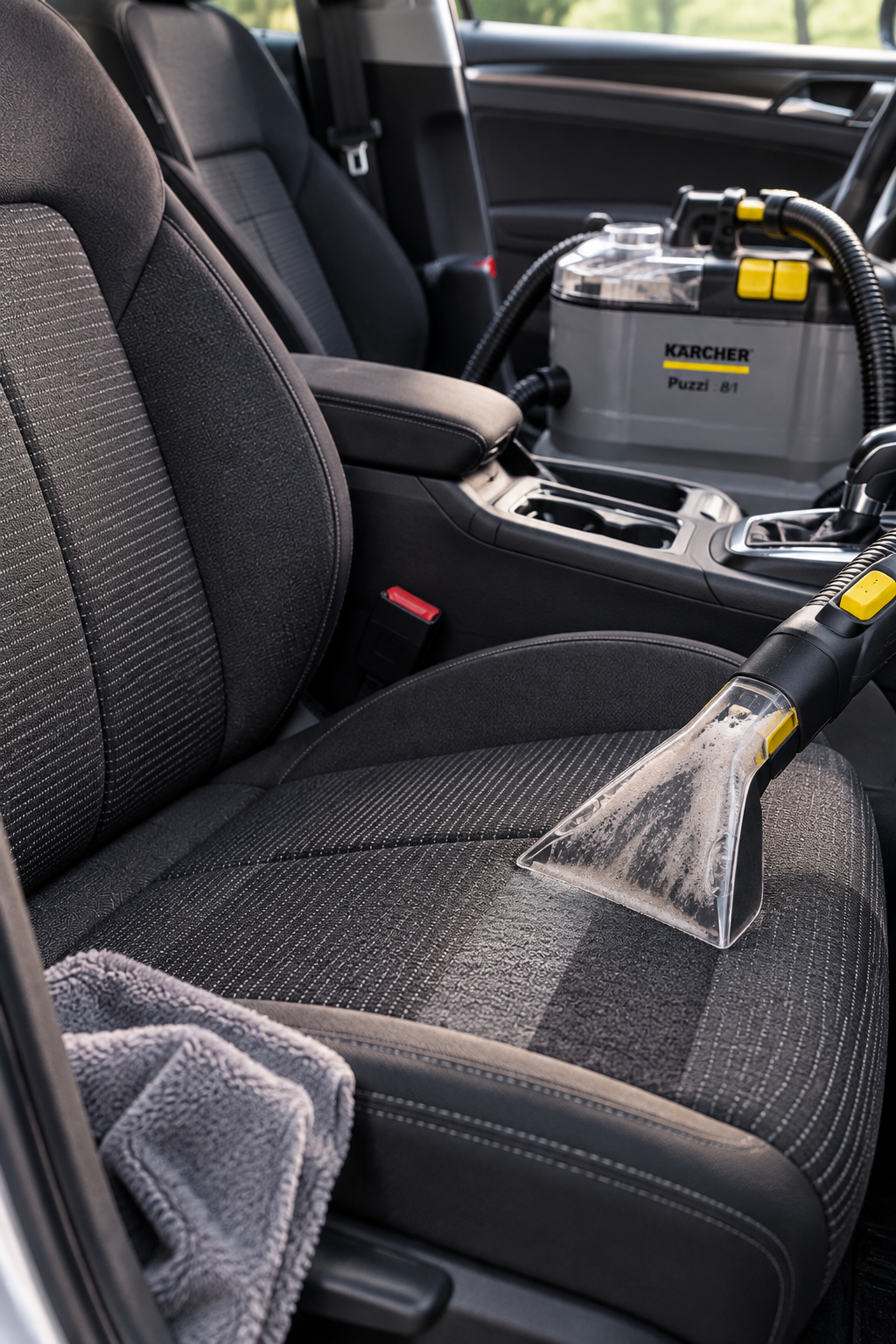 Nettoyage professionnel d'un siège automobile avec NexPro Services